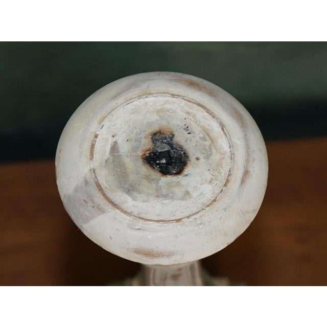 Vintage Painted Carved Oak Decorative Candlesticks, 1940s, Set of 2 For Sale - Image 6 of 17