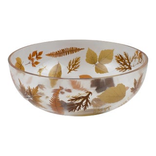 Italian Resin Centerpiece Bowl with Leaves and Flowers Inclusions For Sale