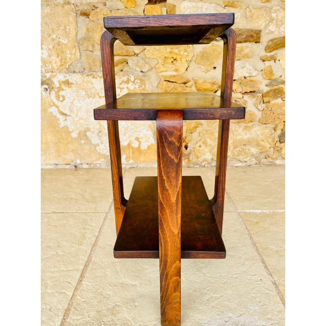 Art Deco Walnut Three-Tiered Side Table, 1938 For Sale - Image 13 of 18