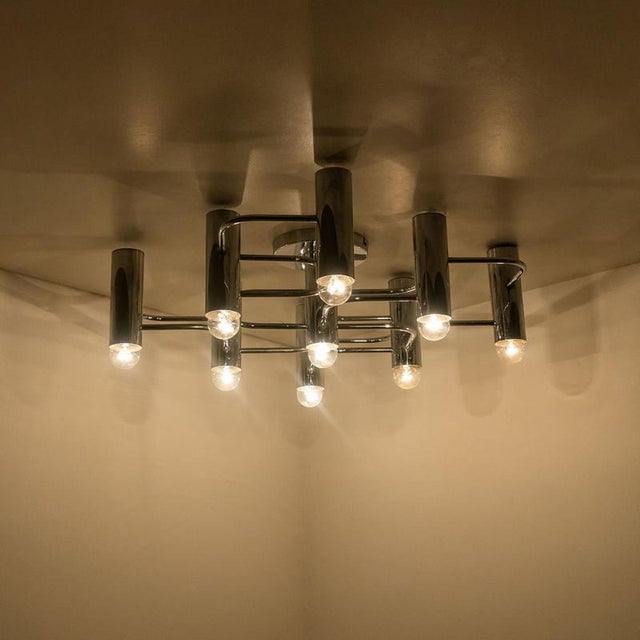 Geometric Silver Chrome Leola Flush Mount, 1970s For Sale - Image 6 of 12