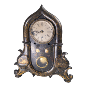 19th Century American Victorian Gothic Revival Iron Faced Mantle Clock