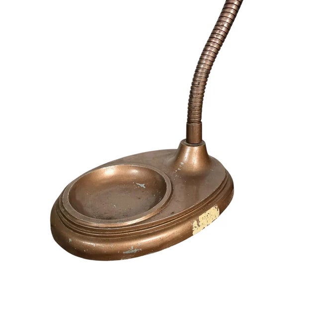 Metal Vintage Mid Century Modern Gooseneck Metal Desk Lamp - Industrial Dome Shade For Sale - Image 7 of 10