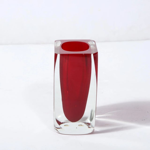 Glass Mid-Century Modern Handblown Cardinal Murano Glass Vase For Sale - Image 7 of 12