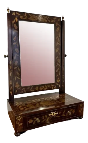 Antique Dutch Marquetry Inlaid Dressing Mirror, 1800