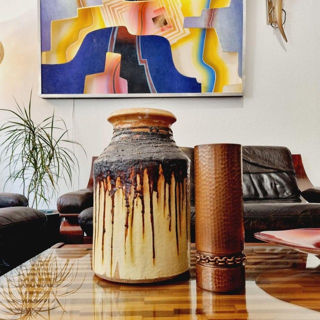 Metal Vintage Arts and Crafts Hammered Copper Vase, 1970s For Sale - Image 7 of 12