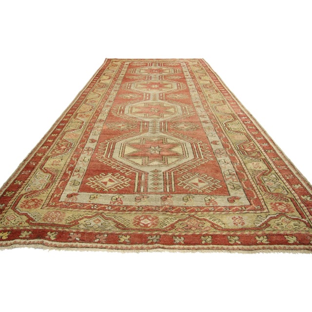 Mid-Century Modern Vintage Turkish Oushak Gallery Rug, Wide Hallway Runner - 05'05 X 12'10 For Sale - Image 3 of 7