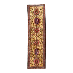 1960s Vintage Persian Heriz Red Handmade Medallion Wool Runner