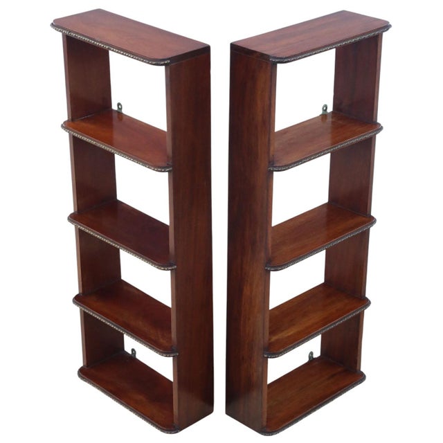 Antique Mahogany Wall Bookcases, 1900s, Set of 2 For Sale - Image 4 of 9