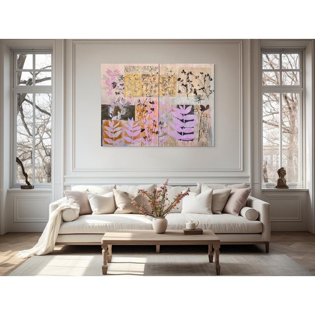 Abstract Crimson and Clover,diptych For Sale - Image 3 of 3
