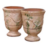 Pair of French Antiqued Anduze Terracotta Garden Vases From Terre Figuière For Sale