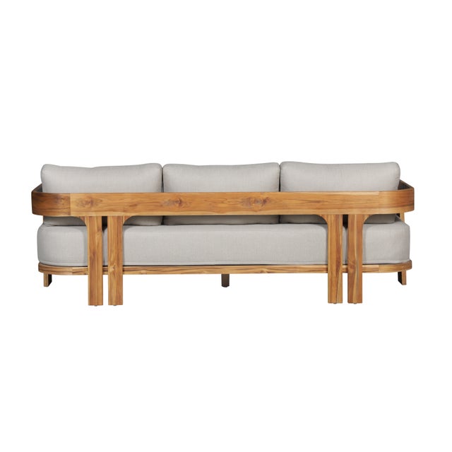 Gray Paradiso Outdoor Solid Teak Wood Sofa - Gray Fabric For Sale - Image 8 of 13