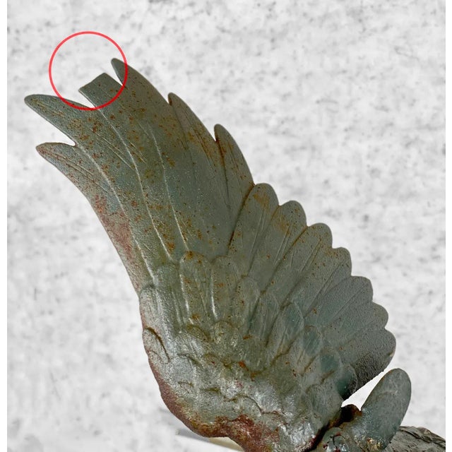 Verdigris Vintage Traditional Japanese Cast Iron Eagle Bird of Pray Sculpture For Sale - Image 8 of 10