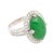 Vintage 7.29 Carat Jadeite Jade "A" Ring with Round Diamond Halo & 18K Milgrain, Size 6 For Sale In Miami - Image 6 of 6