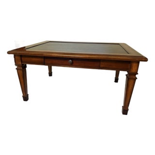 1990s Italian Provincial Coffee Table With Inset Brass Top For Sale