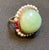 Arts & Crafts Vintage Natural Jade Earring & Ring Set + Natural Pearls, 14 K Yellow Gold 48 Gm For Sale - Image 3 of 18