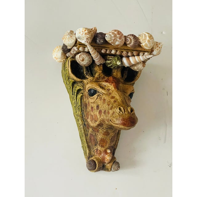 Safari Giraffe Wall Bracket Encrusted With Sea Shells For Sale - Image 4 of 7