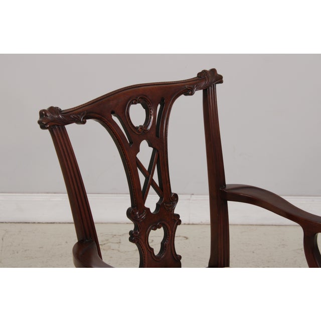 1980s Set of 8 Kindel Chippendale Mahogany Dining Chairs For Sale - Image 5 of 18