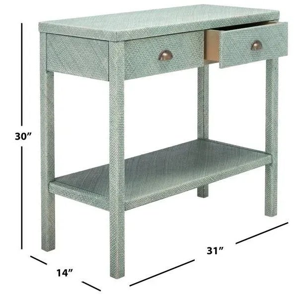 Not Yet Made - Made To Order Safavieh Asa 2 Drawer 1 Shelf Console Table - Turquoise/Antique Gold For Sale - Image 5 of 11