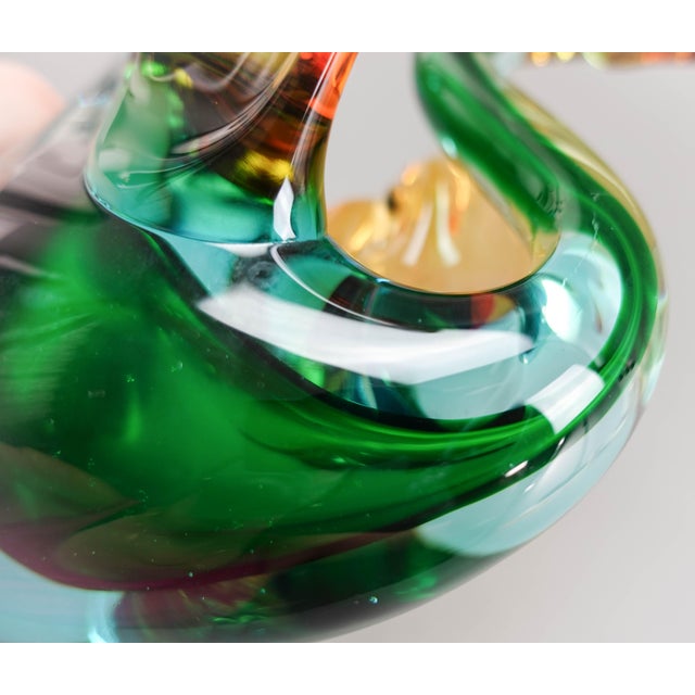 Vintage Late 20th Century Murano Italian Sommerso Art Glass Heron Egret Bird Sculpture For Sale - Image 9 of 10