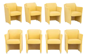 Rolf Benz "Model 7100" Yellow Velvet Upholstered Dining Chairs, 8