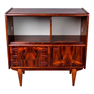 Mid Century Scandinavian Rosewood Bar Cabinet With Sliding Glass Doors