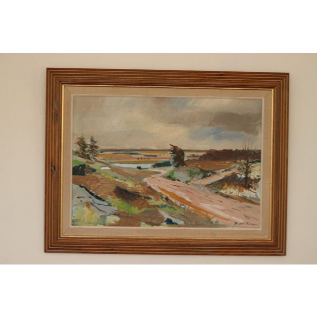 Budde Nielsen, Swedish Landscape, 1960s, Oil on Canvas, Framed For Sale - Image 12 of 17
