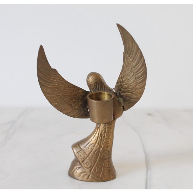 Vintage Brass Angel Taper Candle Holder For Sale In Milwaukee - Image 6 of 7
