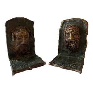 Mid Century Cast Metal Book Ends With