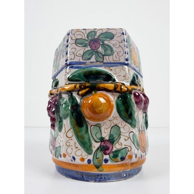 Handcrafted Italian Majolica Ceramic Jar with Fruit Relief Decoration, 30s, 1930s For Sale - Image 15 of 18