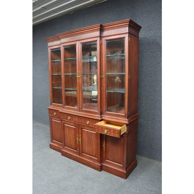 Henkel Harris Wild Black Cherry Breakfront China Cabinet, 1996 For Sale - Image 13 of 18