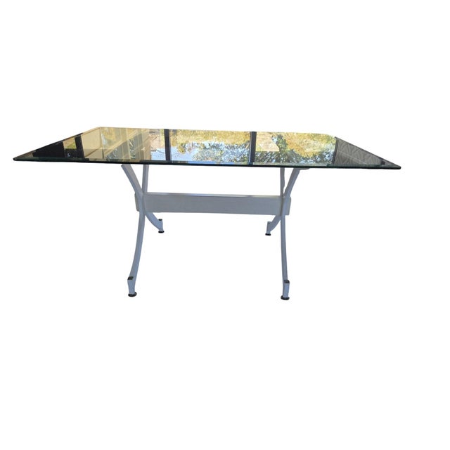 Vintage Milo Baughman Style Trestle X Base Dining Table Post Modern Vintage MCM For Sale - Image 11 of 17