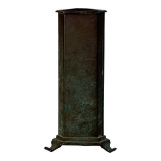 Vintage Art Deco Triangular Copper Footed Vase For Sale