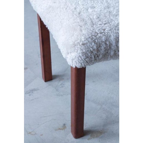 Danish Modern Stools in Sheepskin, 1940s, Set of 2 For Sale - Image 4 of 11