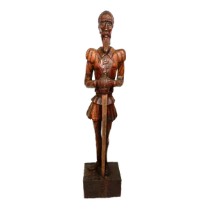 Vintage Large Scale Wood Carving of Don Quixote 49”