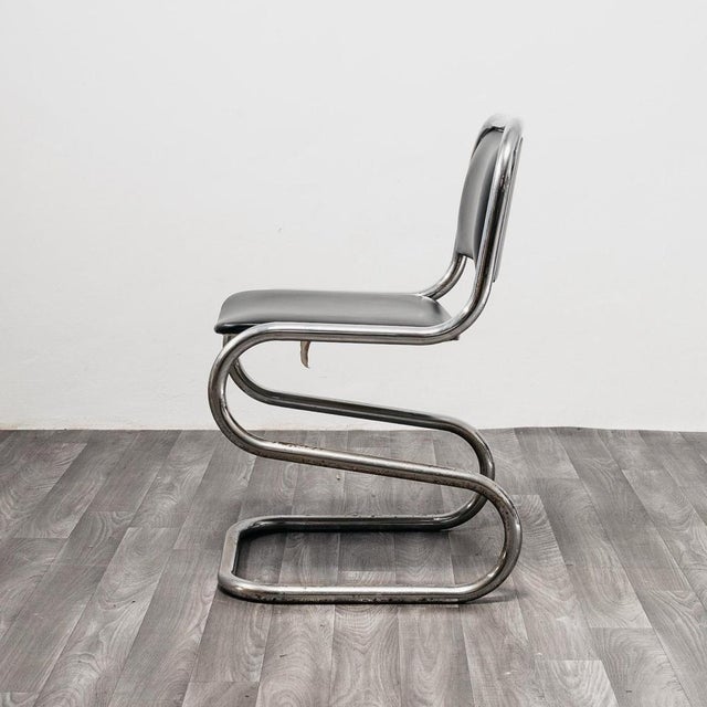 Black Vintage Chromed Steel Cantilever Chairs, 1970, Set of 4 For Sale - Image 8 of 14