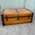 Antique Low Profile Flat Top Wooden Trunk For Sale - Image 4 of 10