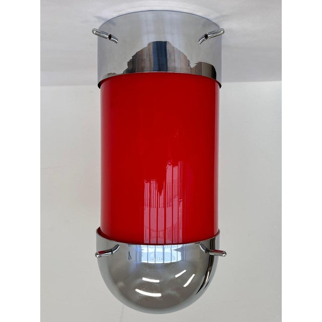 Red Mid-Century Modern Hotel Design Ceiling Lamp, 1970s For Sale - Image 8 of 11