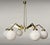 Mid 20th Century Stilnovo Style Italian Brass Six-Light Chandelier With Opaline Glass Globes For Sale - Image 6 of 18