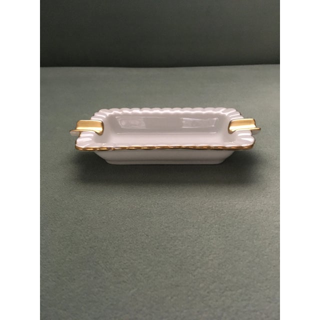 Ceramic Vintage White and Gold China Ashtray For Sale - Image 7 of 9