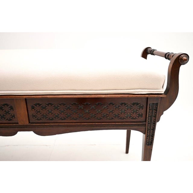 Brown Antique Victorian Duet Piano Stool attributed to James Shoolbred, 1880 For Sale - Image 8 of 11