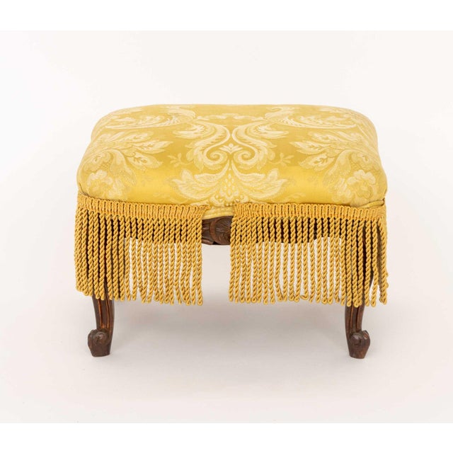 Louis XV Style Yellow Damask Upholstered Ottoman For Sale In New York - Image 6 of 9