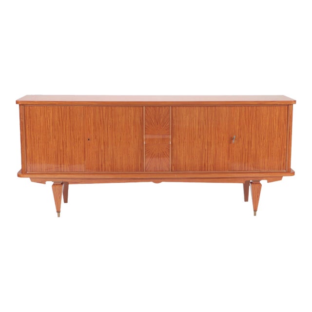1960s Mid Century Modern French Two Door Sideboard with Exotic Satinwood Veneers For Sale