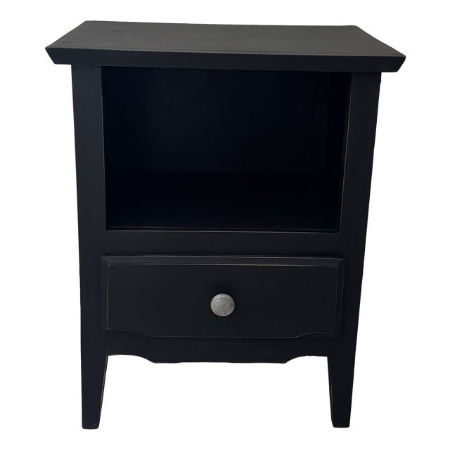 Small Black Wooden Bedside Table For Sale
