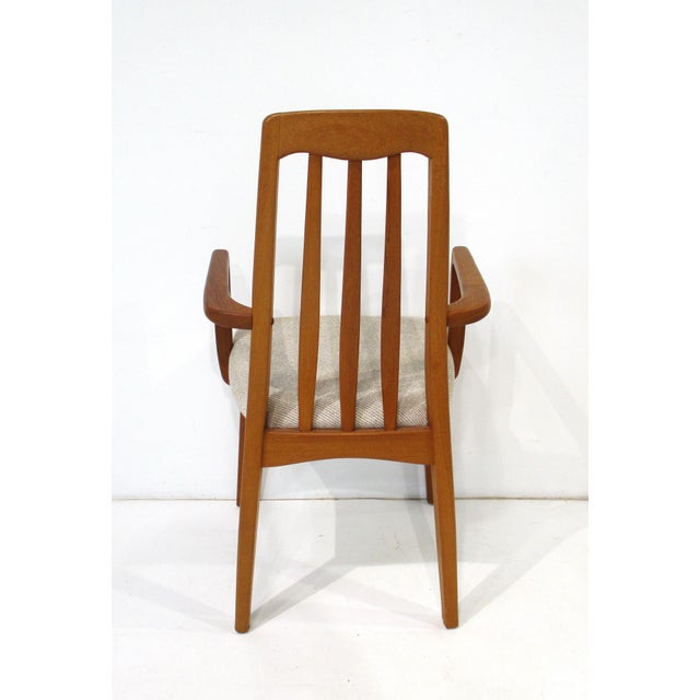 Wood Teak Upholstered Dining Chairs 2 Arm 2 Sides in the Style of Danish Modern For Sale - Image 7 of 17