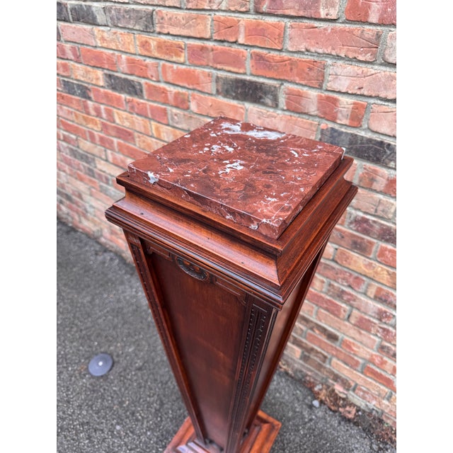 Antique Regency Pedestal in Wood and Marble For Sale In Nashville - Image 6 of 7