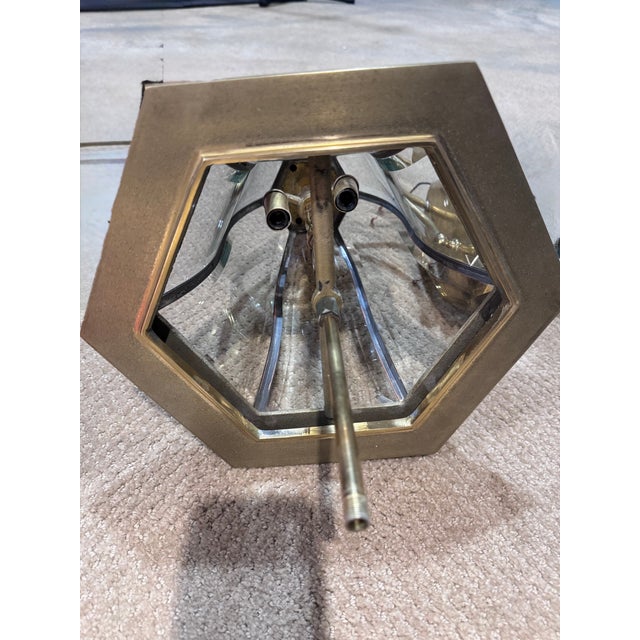 Metal Vintage Solid Brass 3-Light Coach Lantern Wall Sconces – Frosted Dome – a Pair For Sale - Image 7 of 16