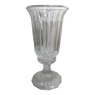 Vintage Heavy Crystal Glass Hurricane Candle Lamp For Sale