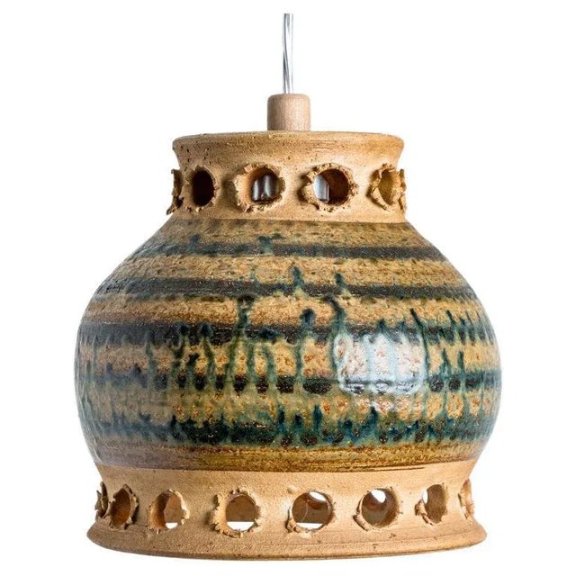 Green Ceramic Pendant Light, Denmark, 1970s For Sale - Image 12 of 12