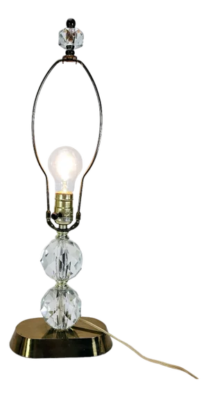 MCM Berger Boudoir Table Lamp Lead Crystal & Brass Base Regency 22"