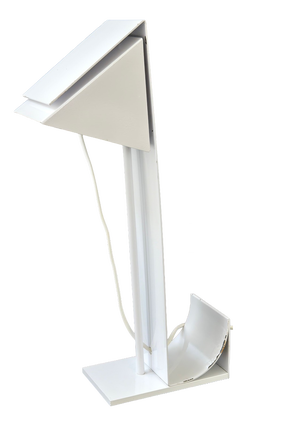 Vintage Table Lamp in White Lacquered Bent Metal, 1970s
